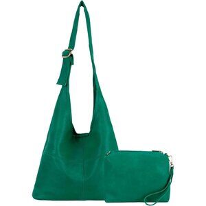 Women Dark Green Imported Vegan Leather Ultra Soft Foldable Shoulder Slouchy Bag
